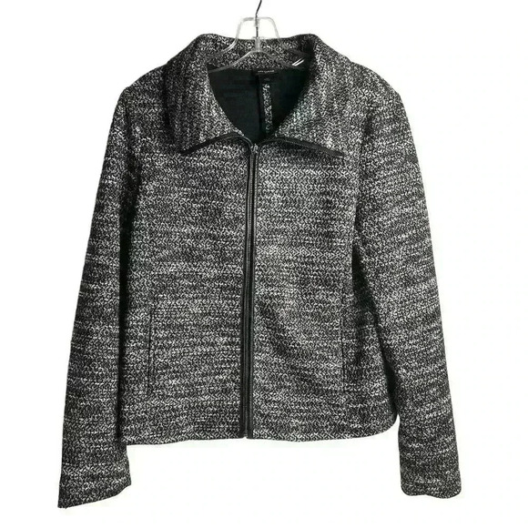 Ann Taylor Jackets & Blazers - Ann Taylor Women's Size 10 Black and White Marled Zipper Jacket Long Sleeve